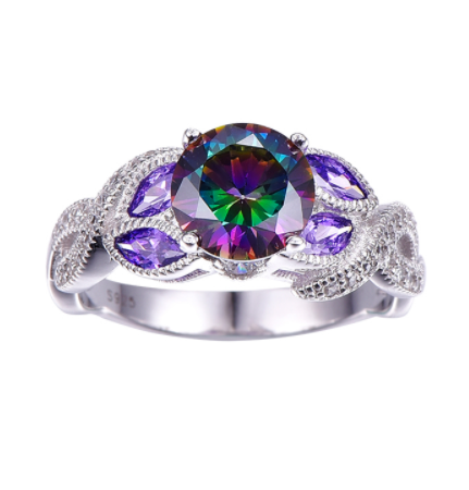 Mystical Rainbow Topaz 925 Sterling Silver Sapphire Engagement Rings Fine Jewelry