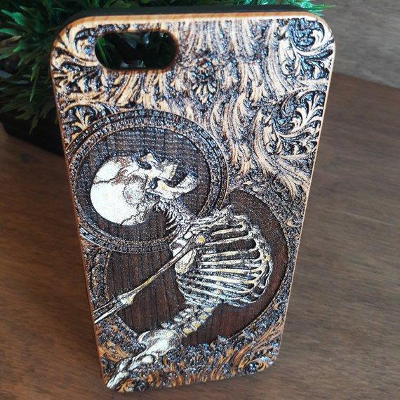 art iphone case wooden laser engraved