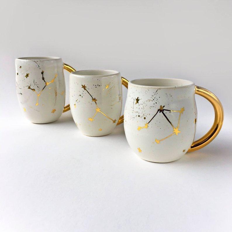 Constellation Mug in White and Gold