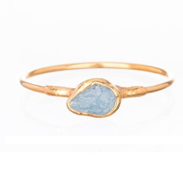 Dainty Raw Aquamarine Gold Ring