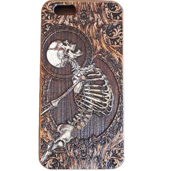 Iphone X Case God's skeleton Wooden Engraving