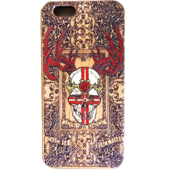 IPhone 6 7 8 X Case wooden engraved The yellow king - Phone Cover - Hand Painted