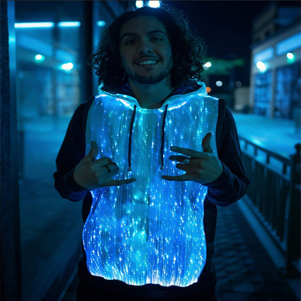 Light Up Hoodie for Men Burning Man Clothing LED EDM CyberPunk