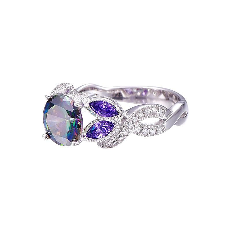 Mystical Rainbow Topaz 925 Sterling Silver Sapphire Engagement Rings Fine Jewelry